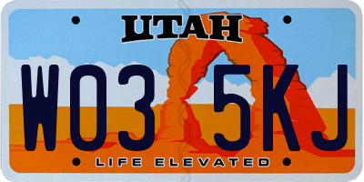 UT license plate W035KJ