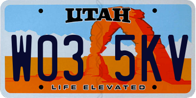 UT license plate W035KV
