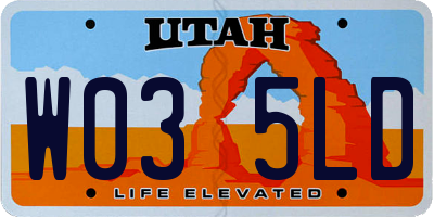 UT license plate W035LD