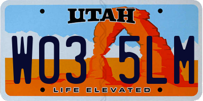 UT license plate W035LM