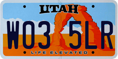 UT license plate W035LR