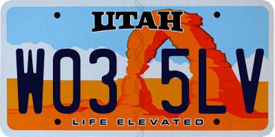 UT license plate W035LV