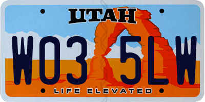 UT license plate W035LW