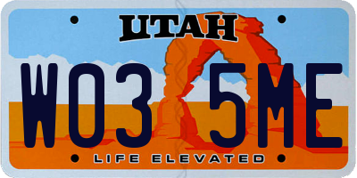 UT license plate W035ME