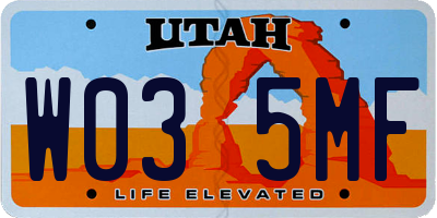 UT license plate W035MF