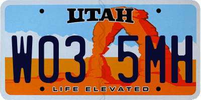 UT license plate W035MH