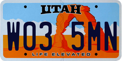 UT license plate W035MN