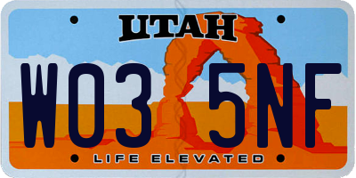 UT license plate W035NF