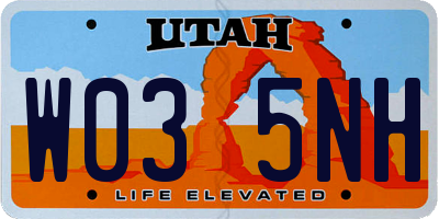 UT license plate W035NH