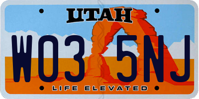UT license plate W035NJ