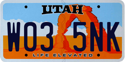 UT license plate W035NK