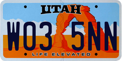 UT license plate W035NN