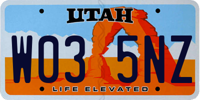 UT license plate W035NZ