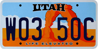 UT license plate W035OC
