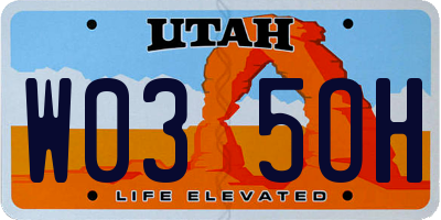 UT license plate W035OH