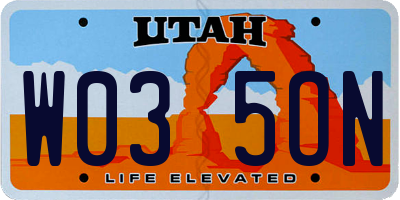 UT license plate W035ON