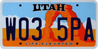 UT license plate W035PA