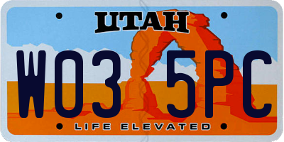 UT license plate W035PC