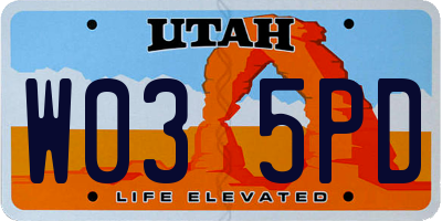 UT license plate W035PD