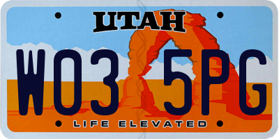 UT license plate W035PG