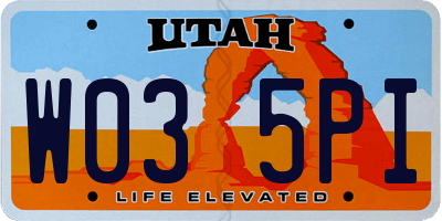 UT license plate W035PI