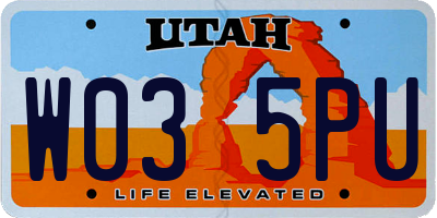 UT license plate W035PU