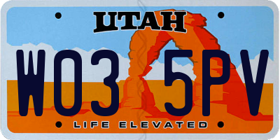 UT license plate W035PV