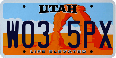 UT license plate W035PX