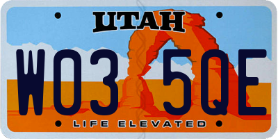 UT license plate W035QE
