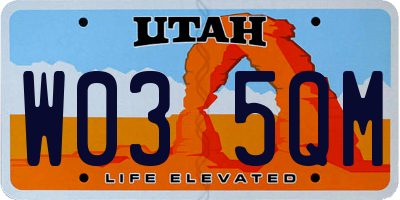 UT license plate W035QM
