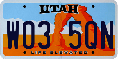 UT license plate W035QN