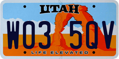 UT license plate W035QV