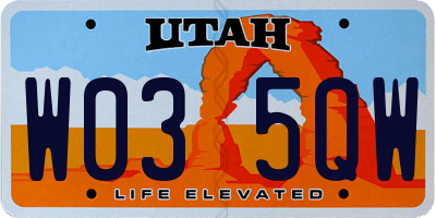 UT license plate W035QW