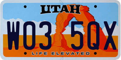 UT license plate W035QX
