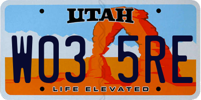 UT license plate W035RE