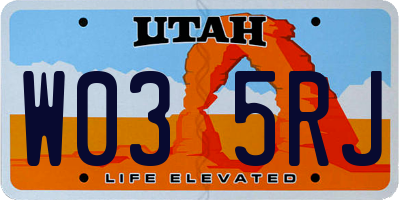 UT license plate W035RJ