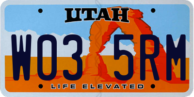UT license plate W035RM
