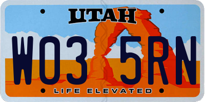 UT license plate W035RN