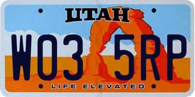 UT license plate W035RP