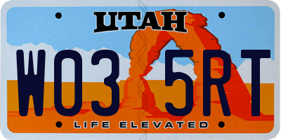 UT license plate W035RT