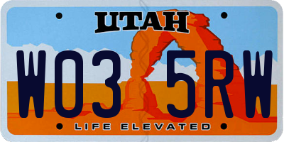 UT license plate W035RW