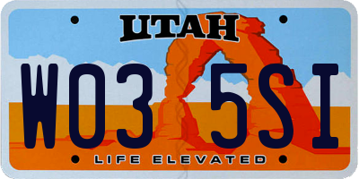 UT license plate W035SI