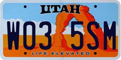 UT license plate W035SM