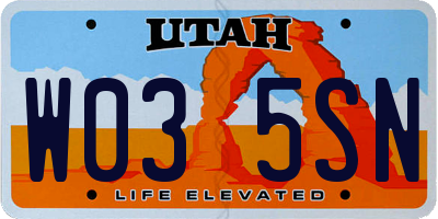 UT license plate W035SN