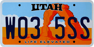 UT license plate W035SS