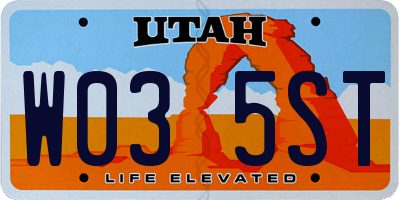 UT license plate W035ST