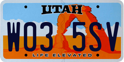 UT license plate W035SV