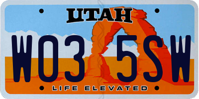 UT license plate W035SW