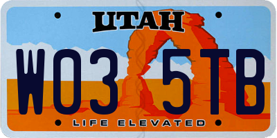 UT license plate W035TB