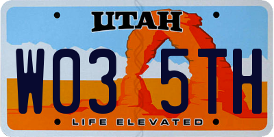 UT license plate W035TH